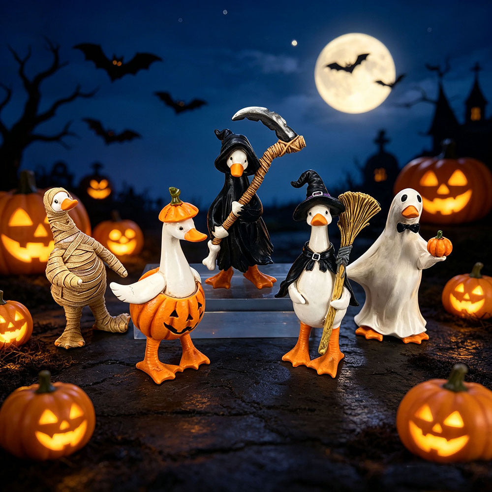 Halloween Witch and Ghost Tabletop Resin Decoration Set for Festive Home Decor