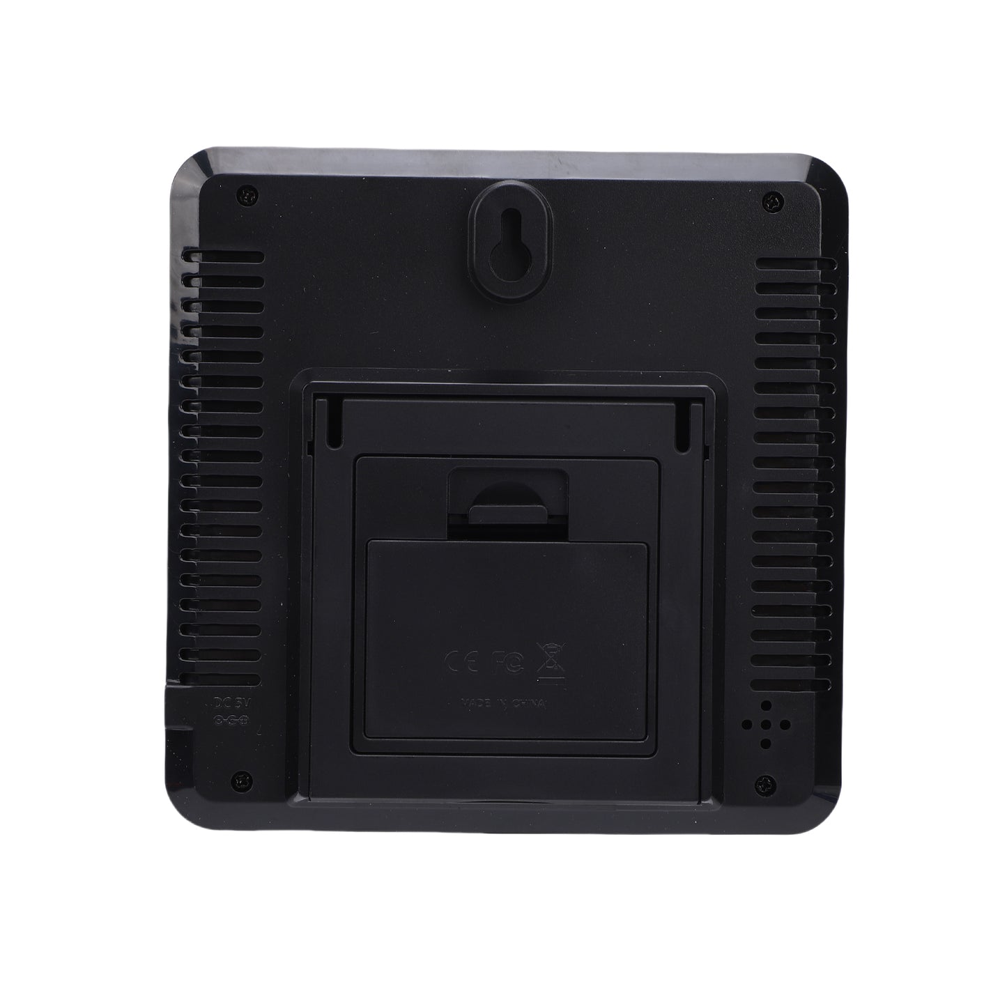 Indoor Temperature and Humidity Monitor with Clock and Alarm, Backlit LCD Display - Black