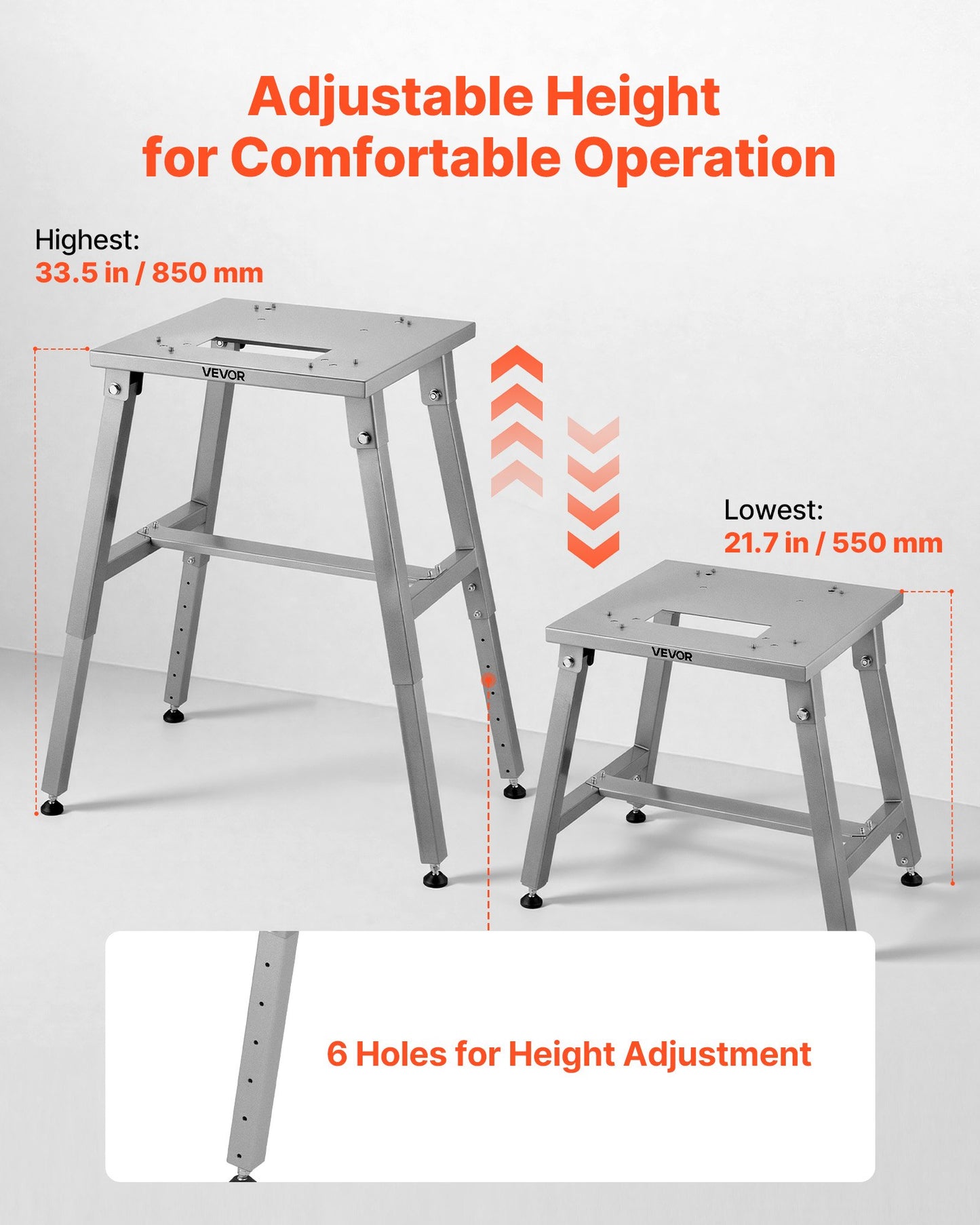 Adjustable Floor Stand for Meat Bandsaw - Stable H-Shaped Frame, Black