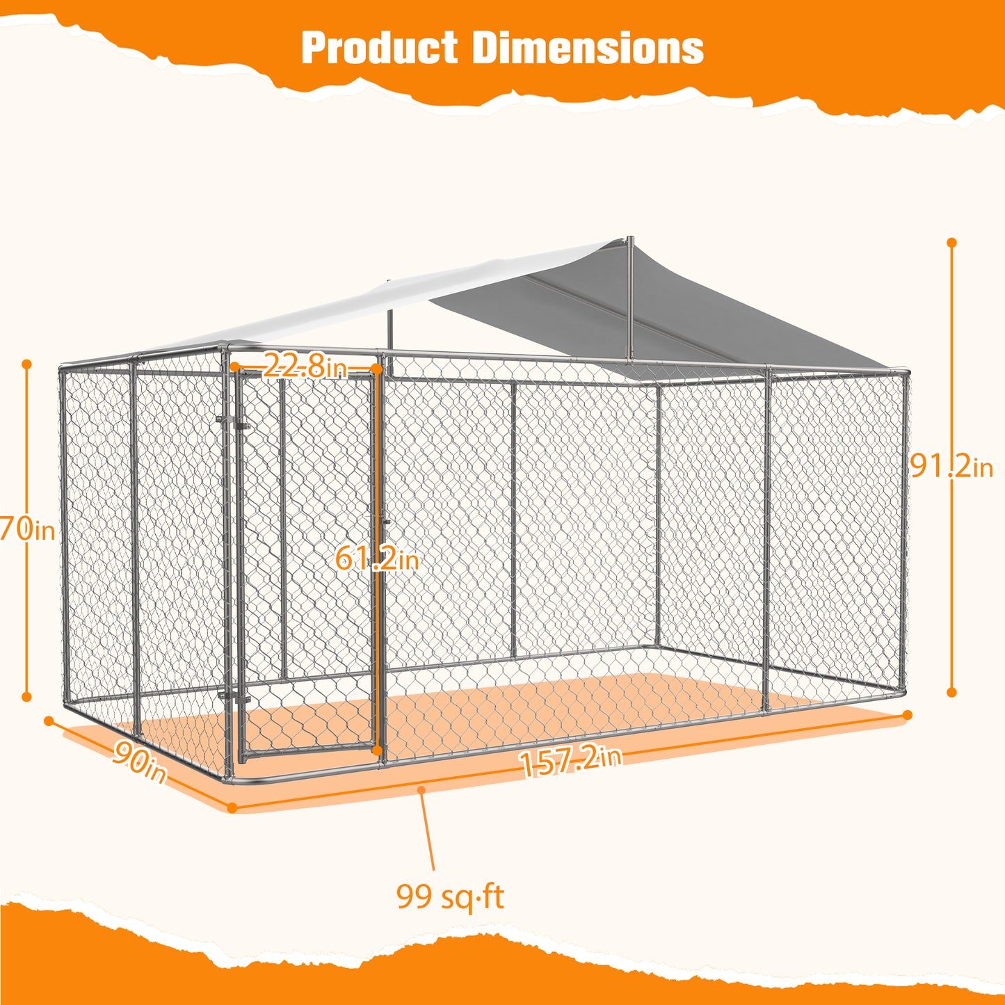 Heavy Duty Outdoor Dog Kennel 13.1x7.5x7.6 Ft, Galvanized Chain Link