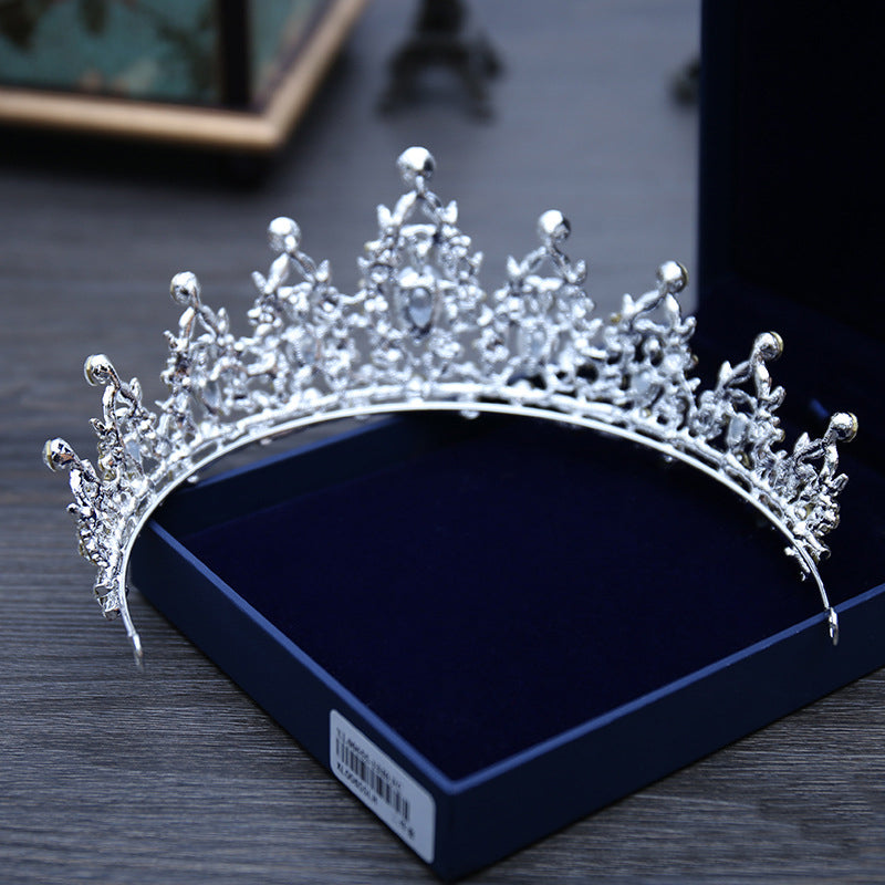 Bridal Crown Necklace Headpiece Set with Rhinestone - Silver