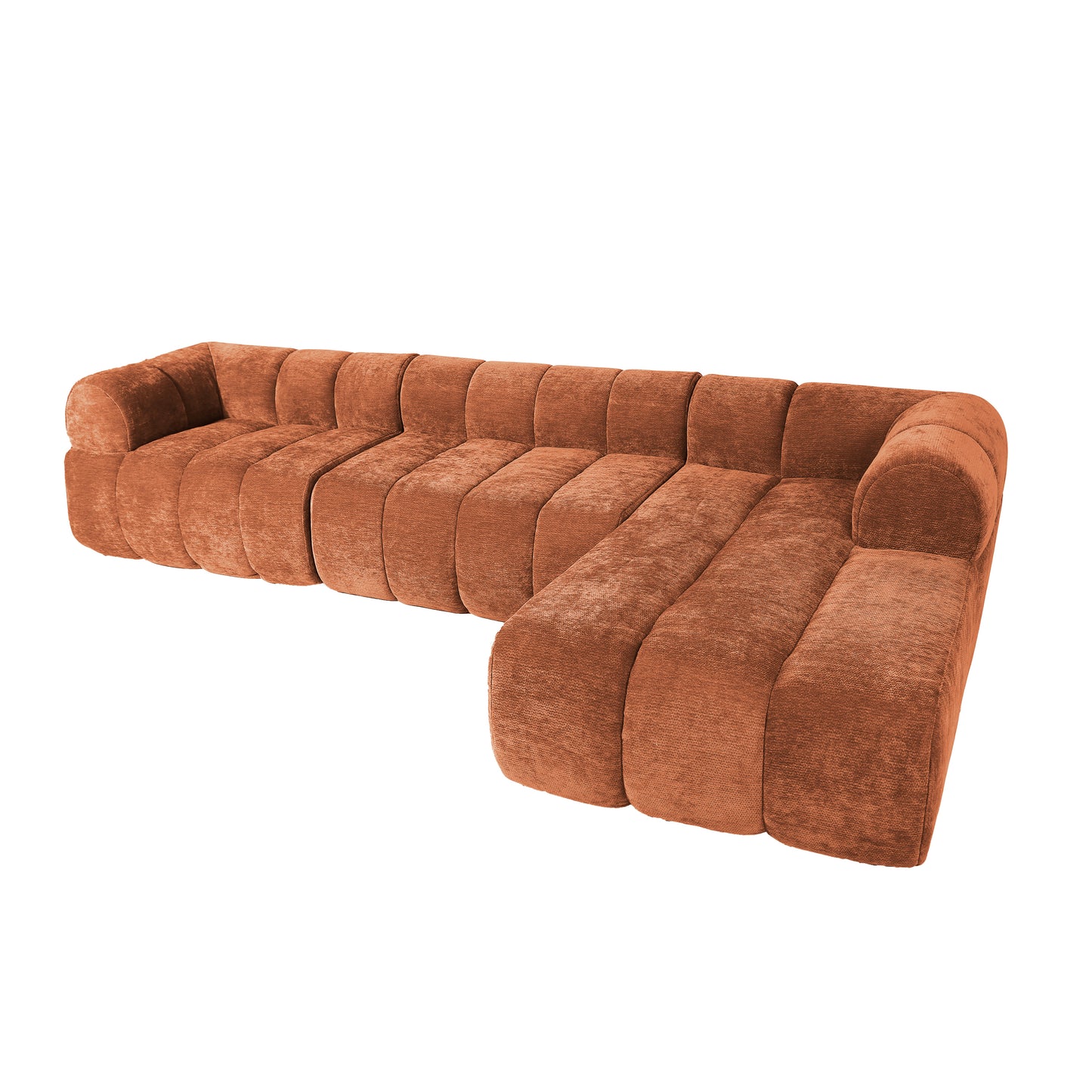 L-Shaped Sectional Sofa - 122" Orange Foam, 2-Piece Set