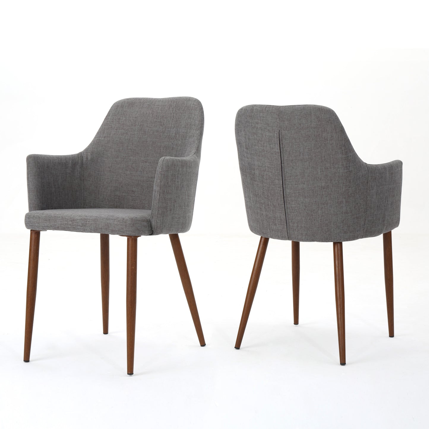 Mid Century Modern Fabric Upholstered Dining Chairs Armchairs, Set Of