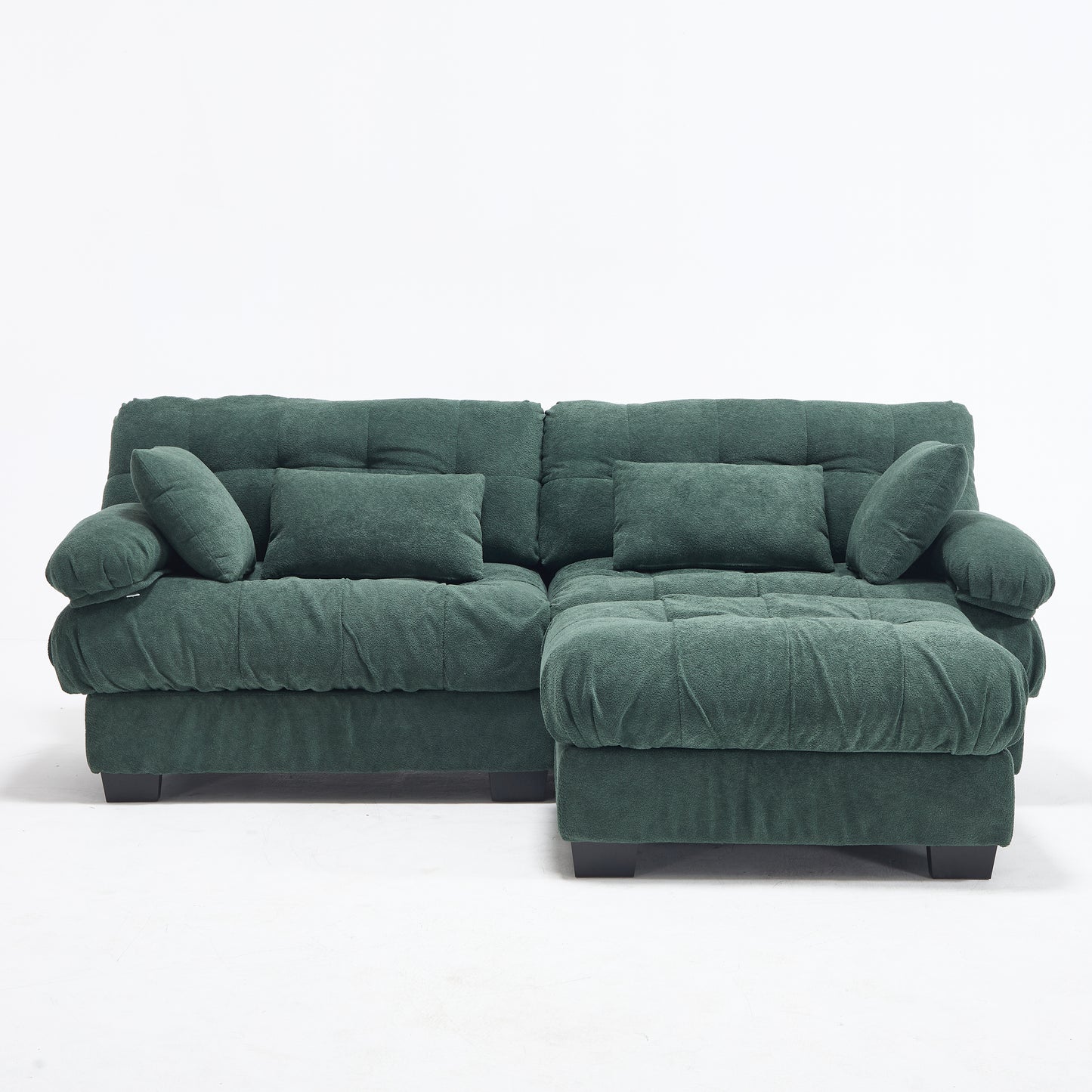 Deep Seat Modular Sectional Sofa with Ottoman - Green