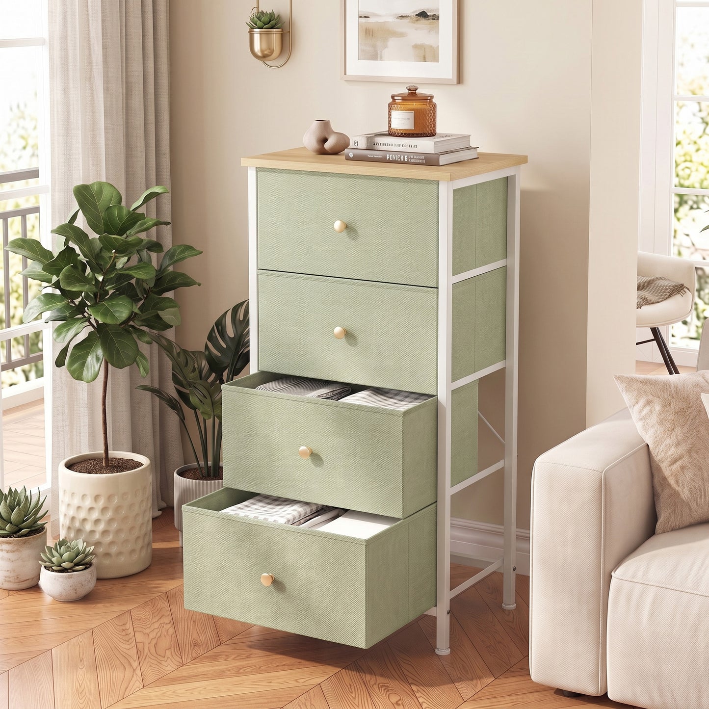 4-Drawer Storage Cabinet for Bedrooms & Living Rooms