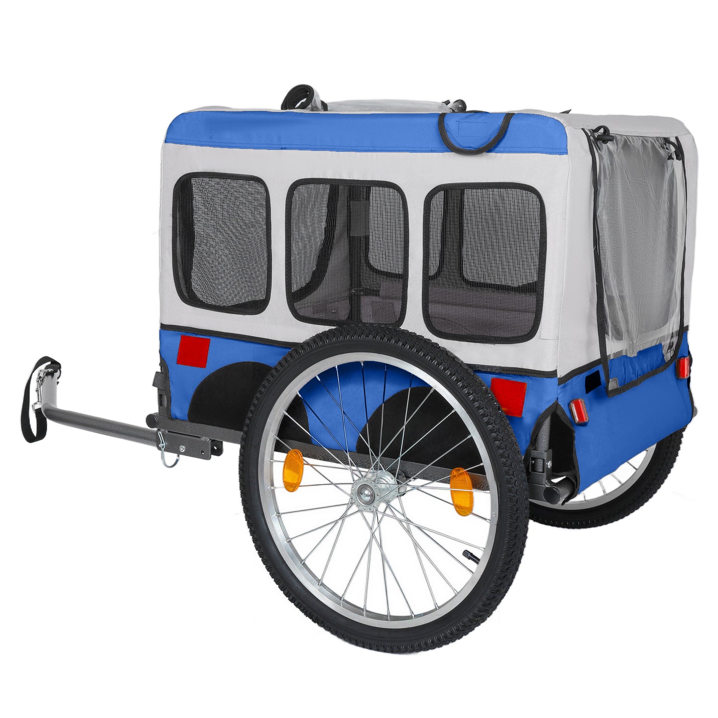 Heavy-Duty Folding Bike Trailer for Dogs with All-Terrain Wheels - Blue Gray