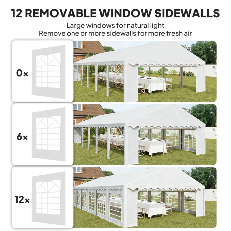 12-Window Outdoor Party Tent with Removable Sidewalls - White