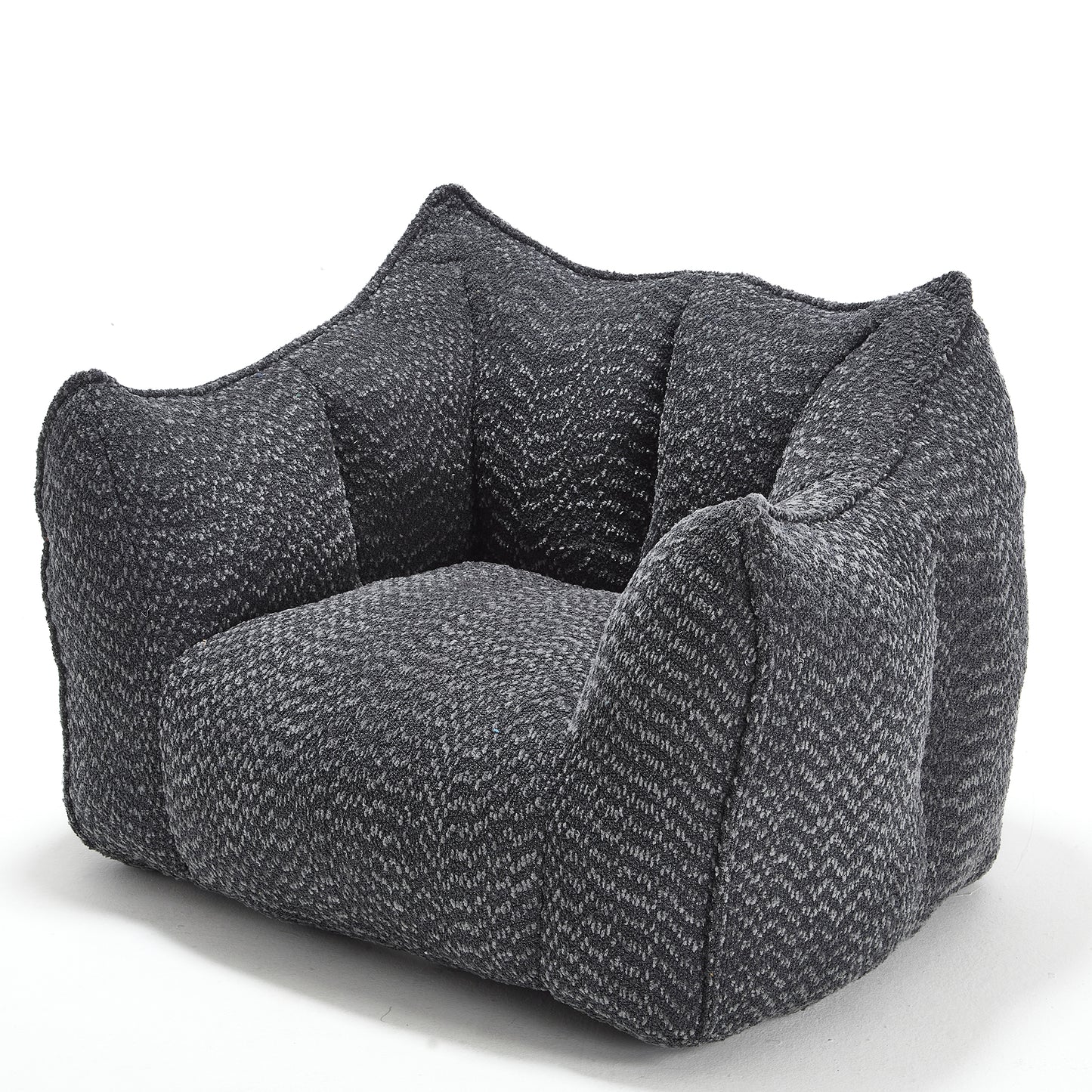 Comfortable Chenille Bean Bag Chair - Black Lazy Sofa