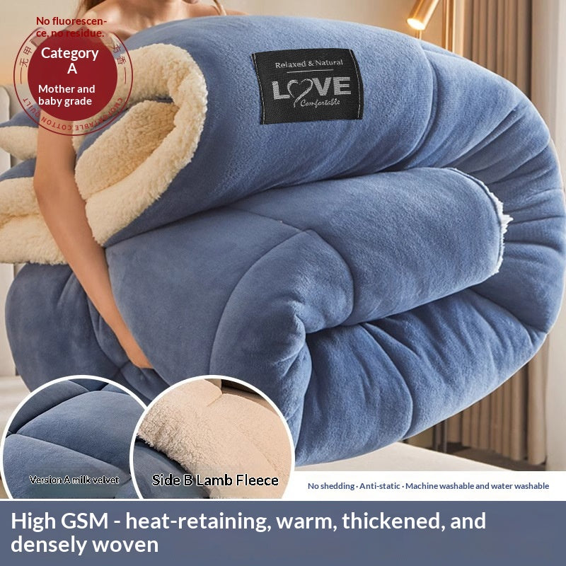 Winter Fleece Comforter Duvet Insert - Cotton-Filled Bedding for Cold Weather