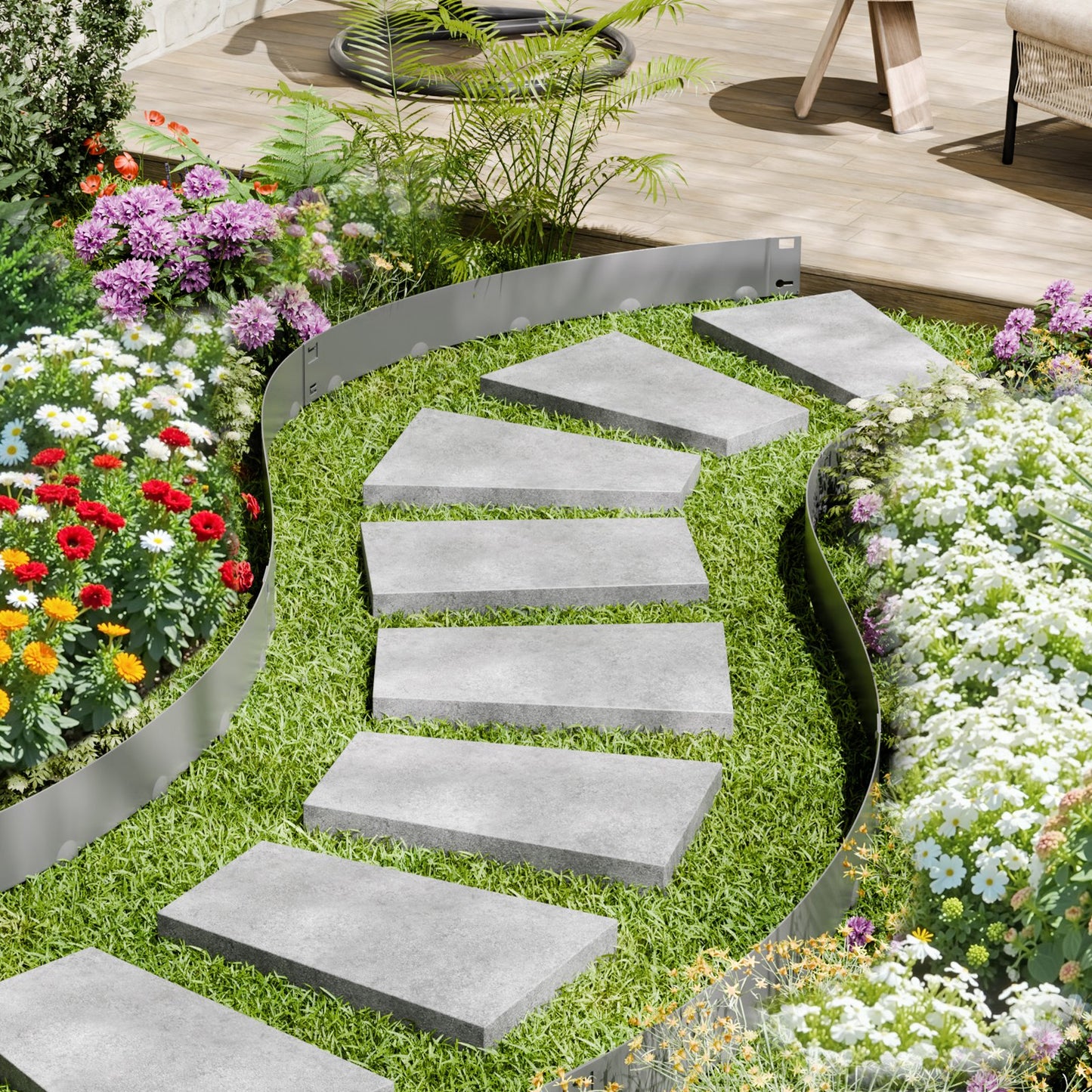 Rust-Resistant Steel Garden Edging 5-Pack 39x5in for Landscape Borders