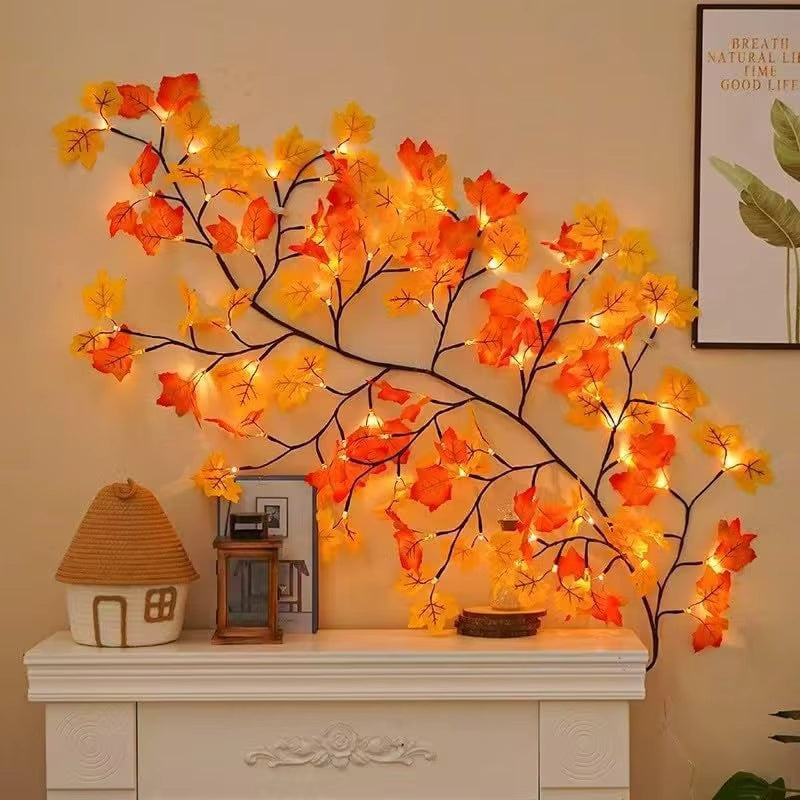 Indoor & Outdoor Autumn Leaf String Lights - Waterproof 144 LED Fall Decor for Halloween & Thanksgiving