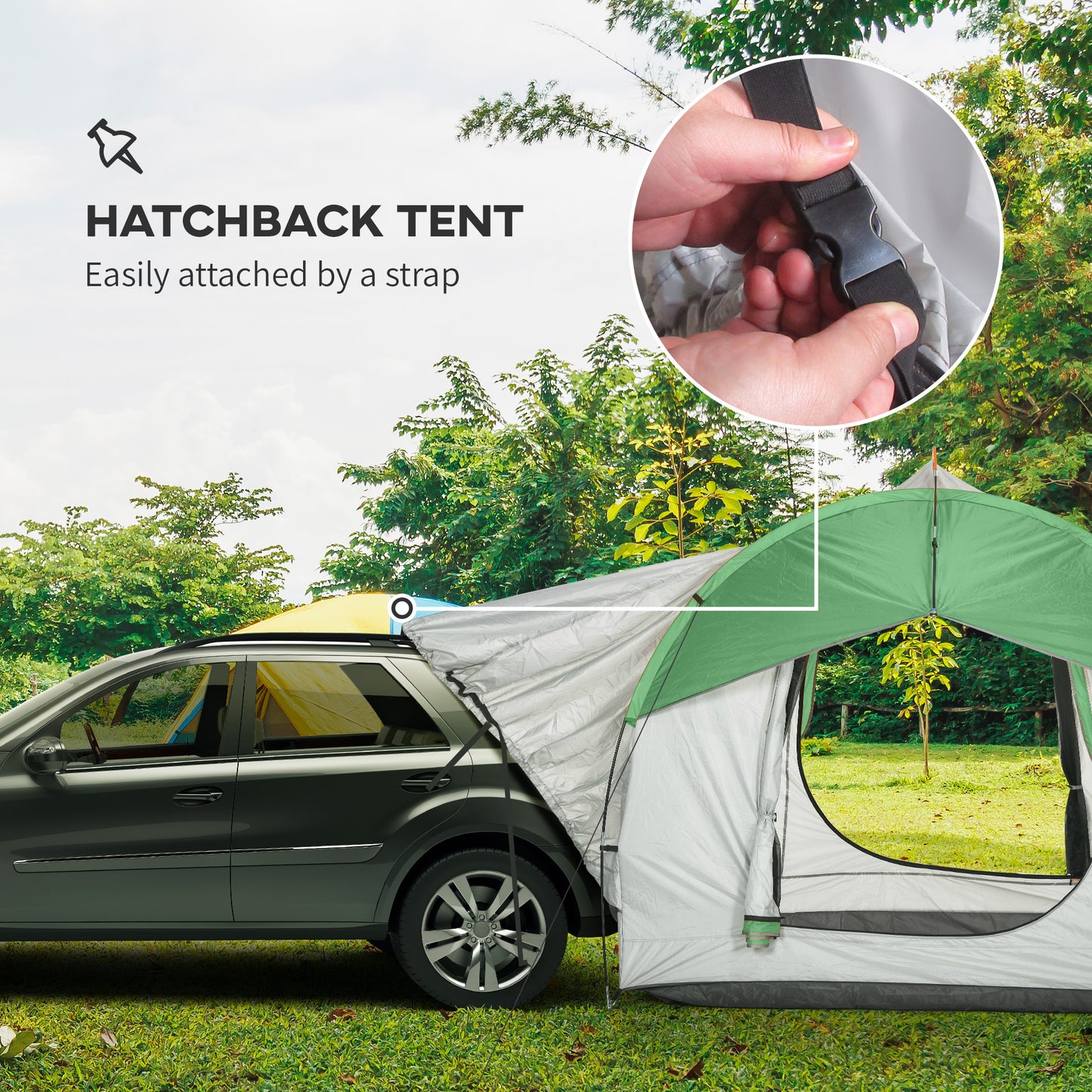 Waterproof SUV Tent for 5-6 Person Camping - Gray & Green