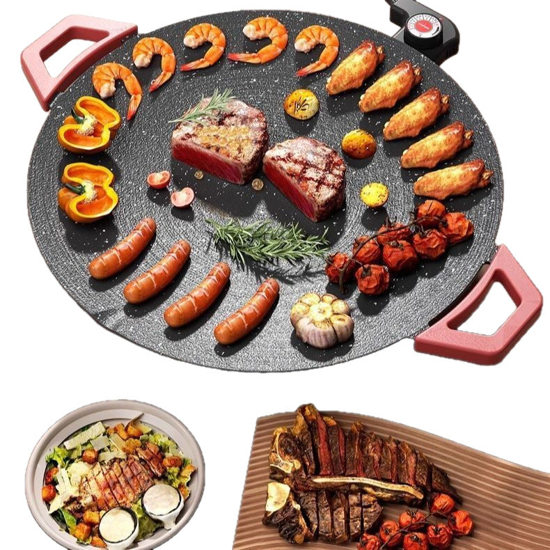 Korean Style Smoke-Free Barbecue Griddle for Home Use - Round Hot Plate