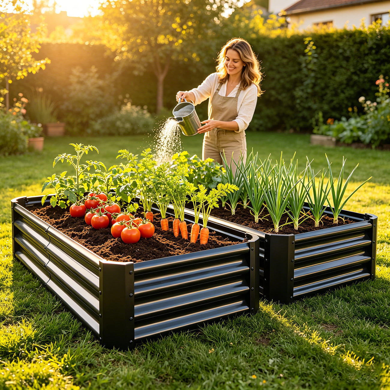 Metal Raised Garden Beds - 2PCS Black 6x3x1ft Planters