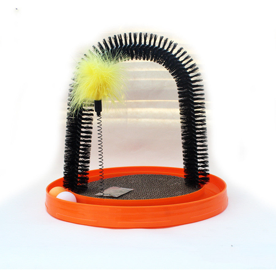 Multifunctional Cat Massage Brush and Scratching Toy - Orange & Blue