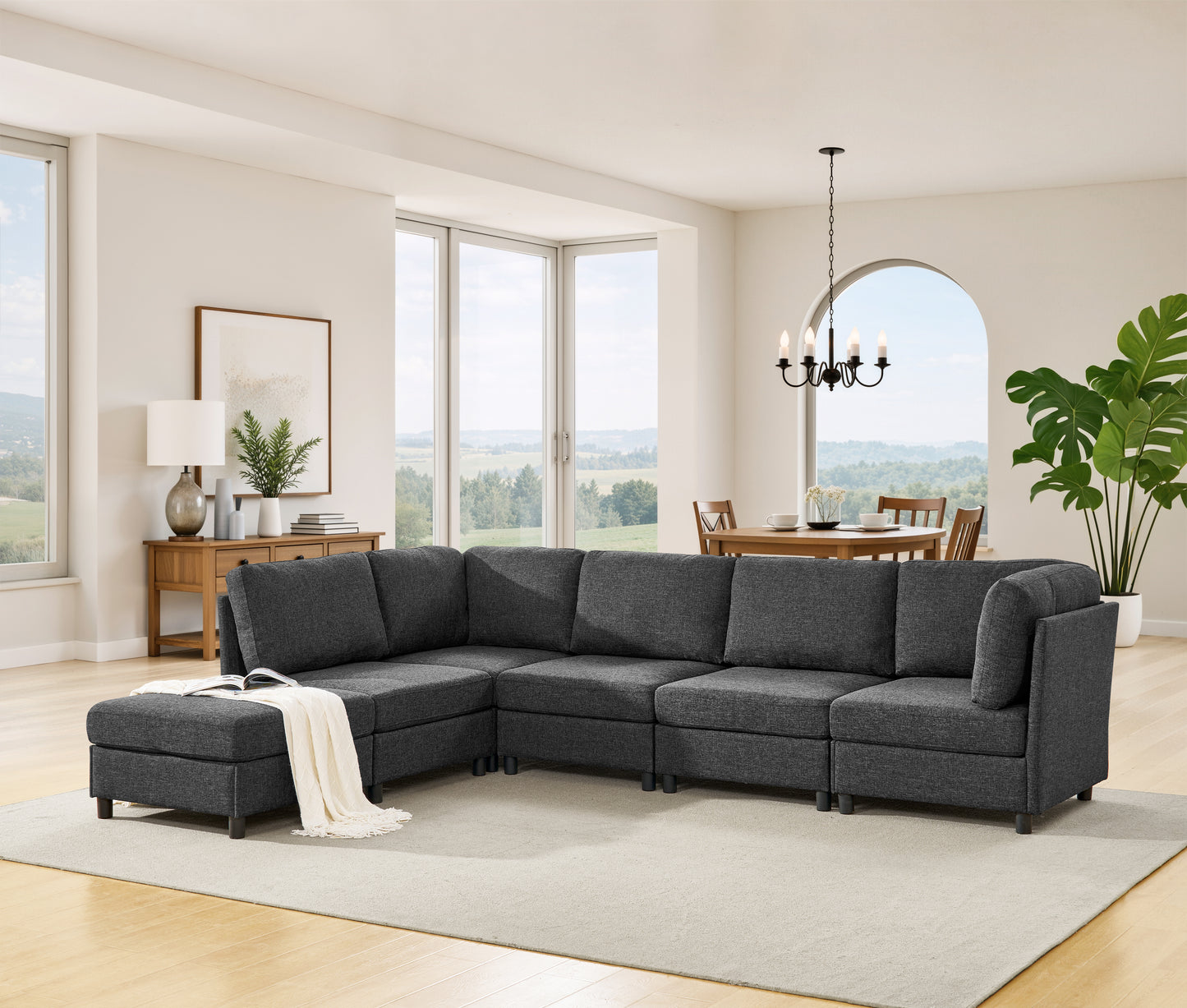 Modular Corner Sofa - Freely Configurable Dark Gray Sectional