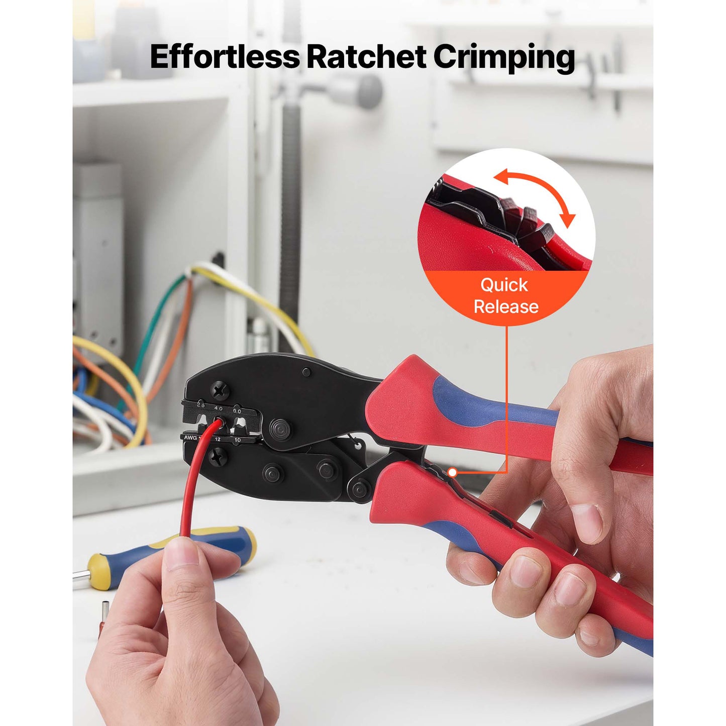 Solar Connector Crimping Tool Kit with 10 Pairs Connectors and Storage Case - Ratcheting AWG 14-10