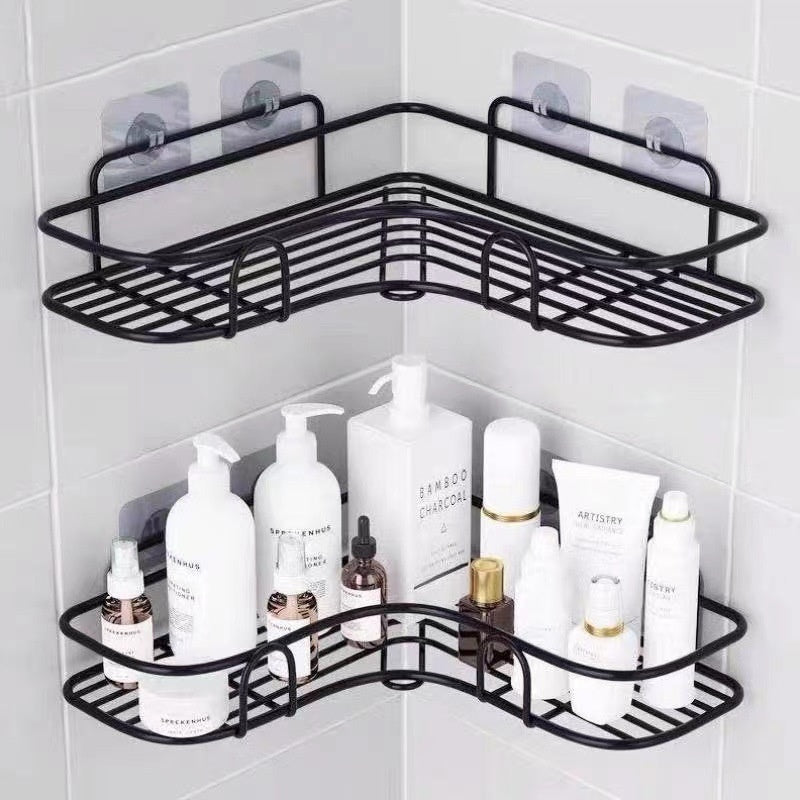 No-Drill Wall-Mounted Storage Rack with Adhesive Hooks, High Load Capacity
