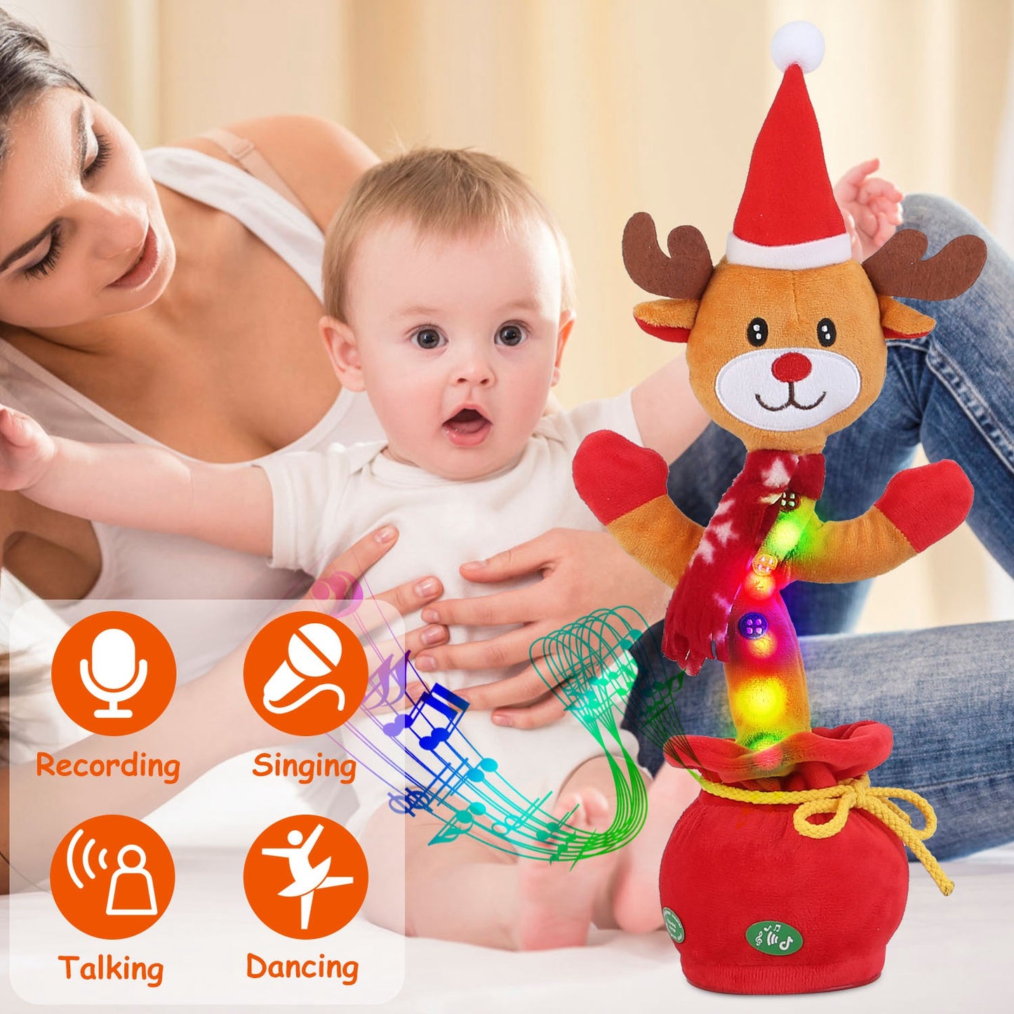 Interactive Plush Dance Toy - Christmas Penguin & Elk Designs