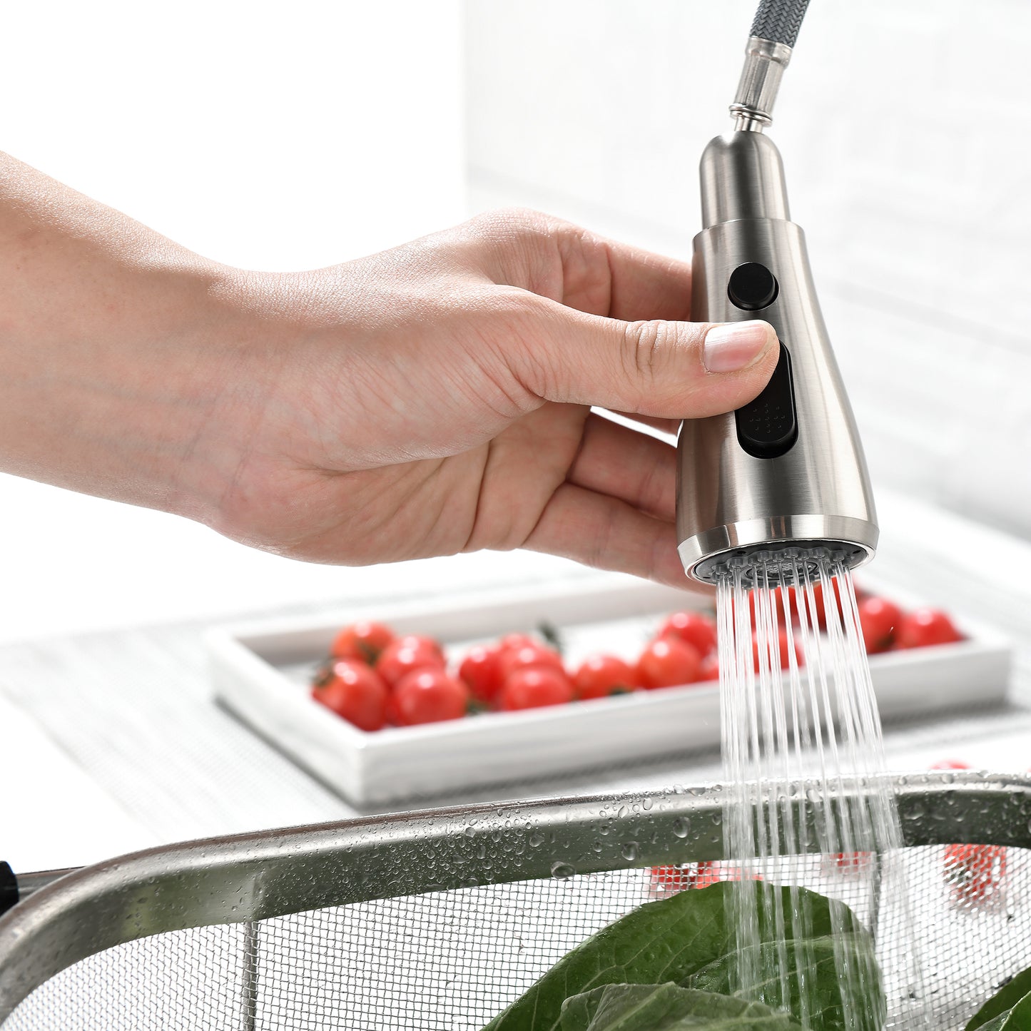 Single Handle Stainless Steel Pull Down Kitchen Faucet - Silvery
