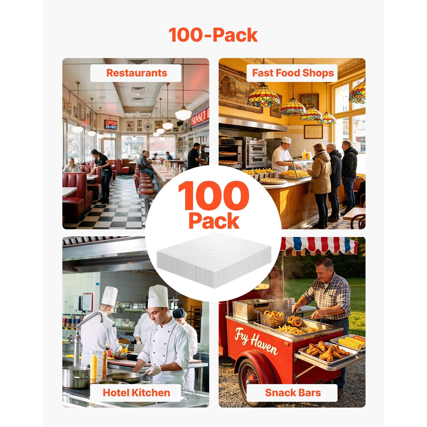 Deep Fryer Filter Sheets 15x13 Inch 100 Pack for Commercial Oil Extension