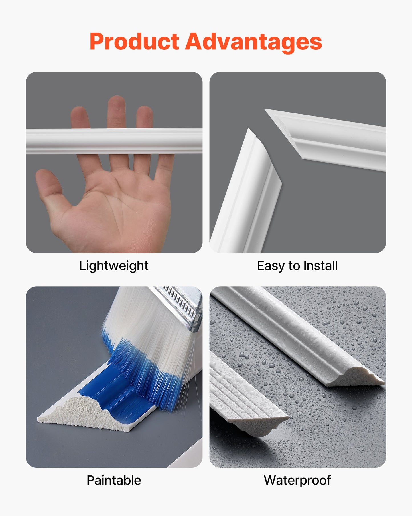 Wall Molding Kit 3 Pack - Lightweight Paintable Wainscoting Panels for Interior