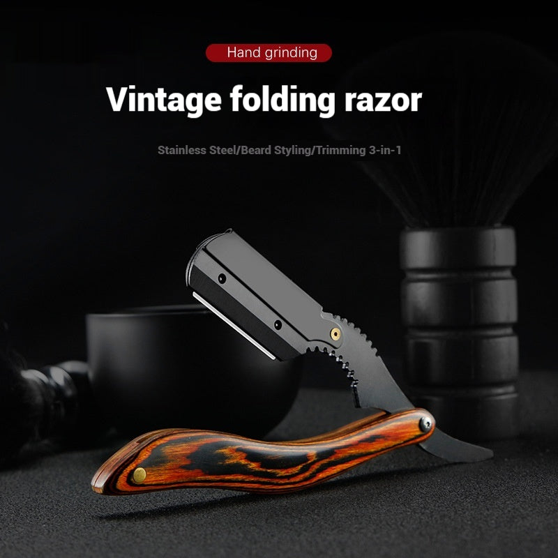 Manual Hairdressing Razor - Stainless Steel - Black