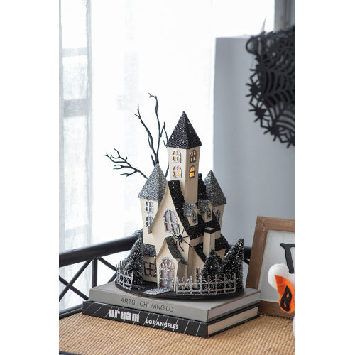 Lighted Haunted House Tabletop Decor - Halloween Decoration, 10x8.3x13.5"