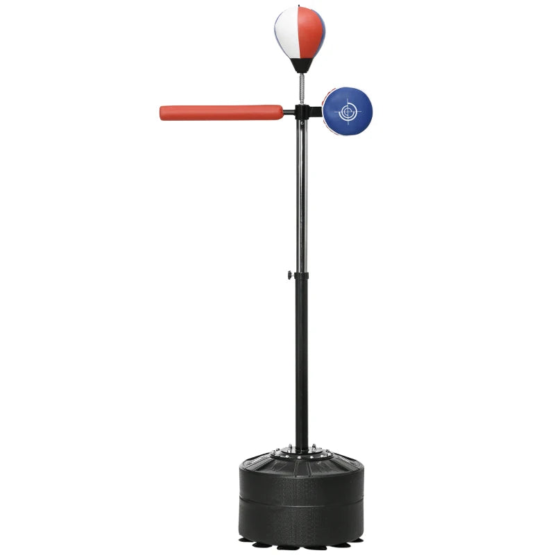 Freestanding Adjustable Boxing Speed Bag with Reaction Bar - Black, Red, Blue