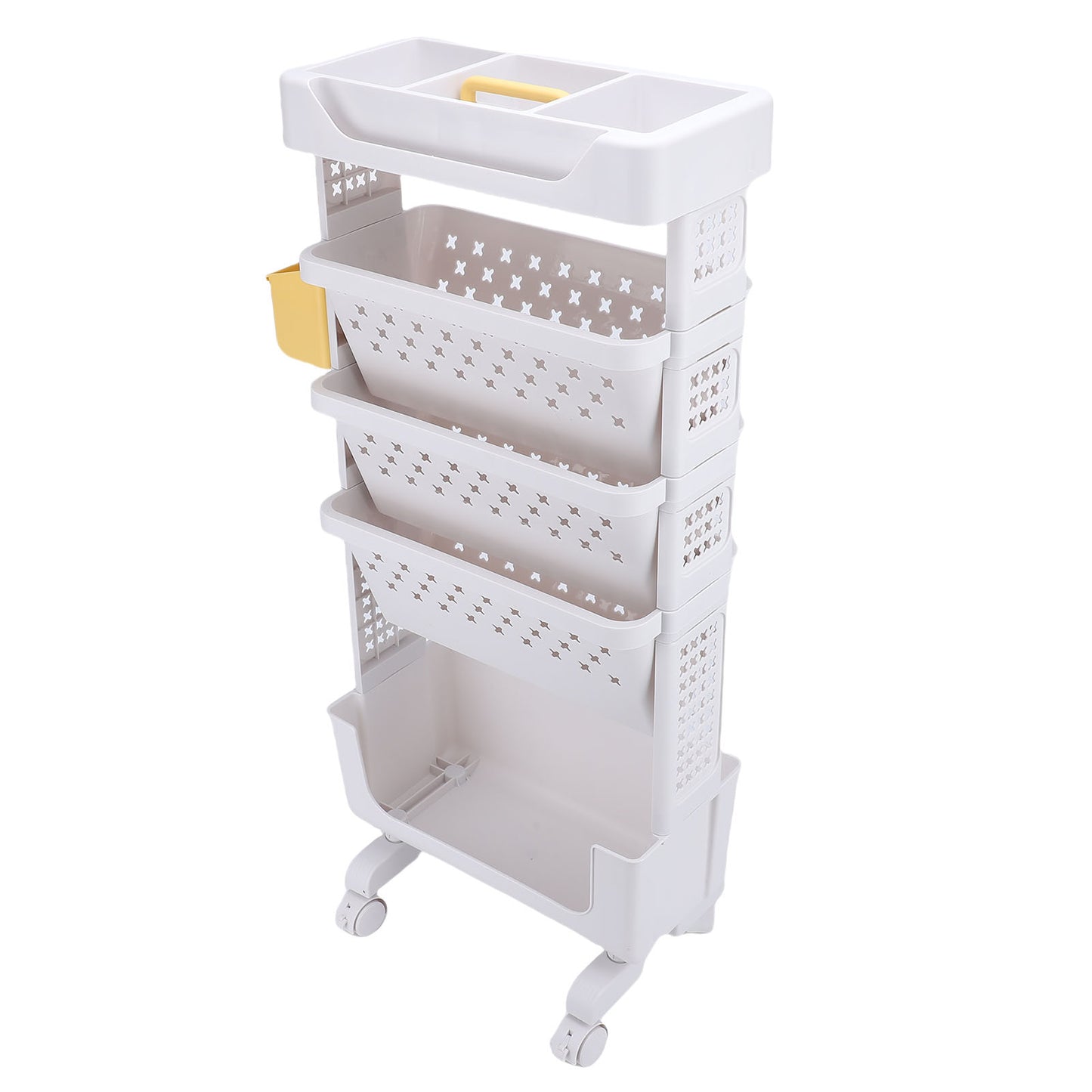 Rolling Book Cart 5 Tier PP Multi Functional Movable Storage Rack