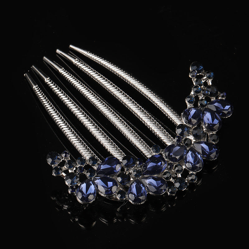 Alloy Water Drill Comb Palace Style Women’s Five-Tooth Hair Comb