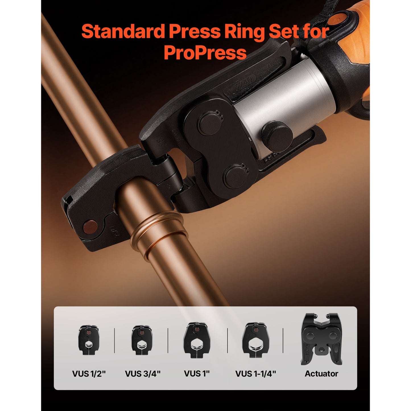 ProPress Copper Pipe Pressing Kit with Rings & Actuator for Standard Press Tools