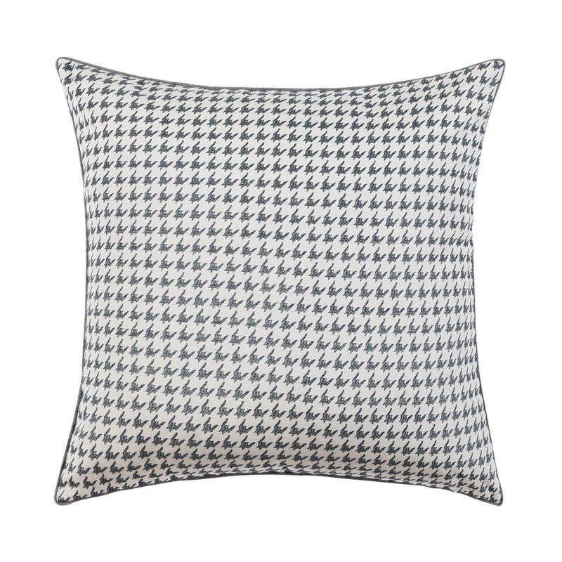 Decorative Tassel Lace Pillow Cover - Modern Houndstooth & Orange Cushion Case