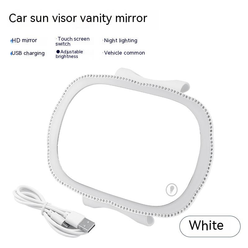 LED Makeup Mirror with Adjustable Brightness and Night Lighting - Sun Shade Compatible