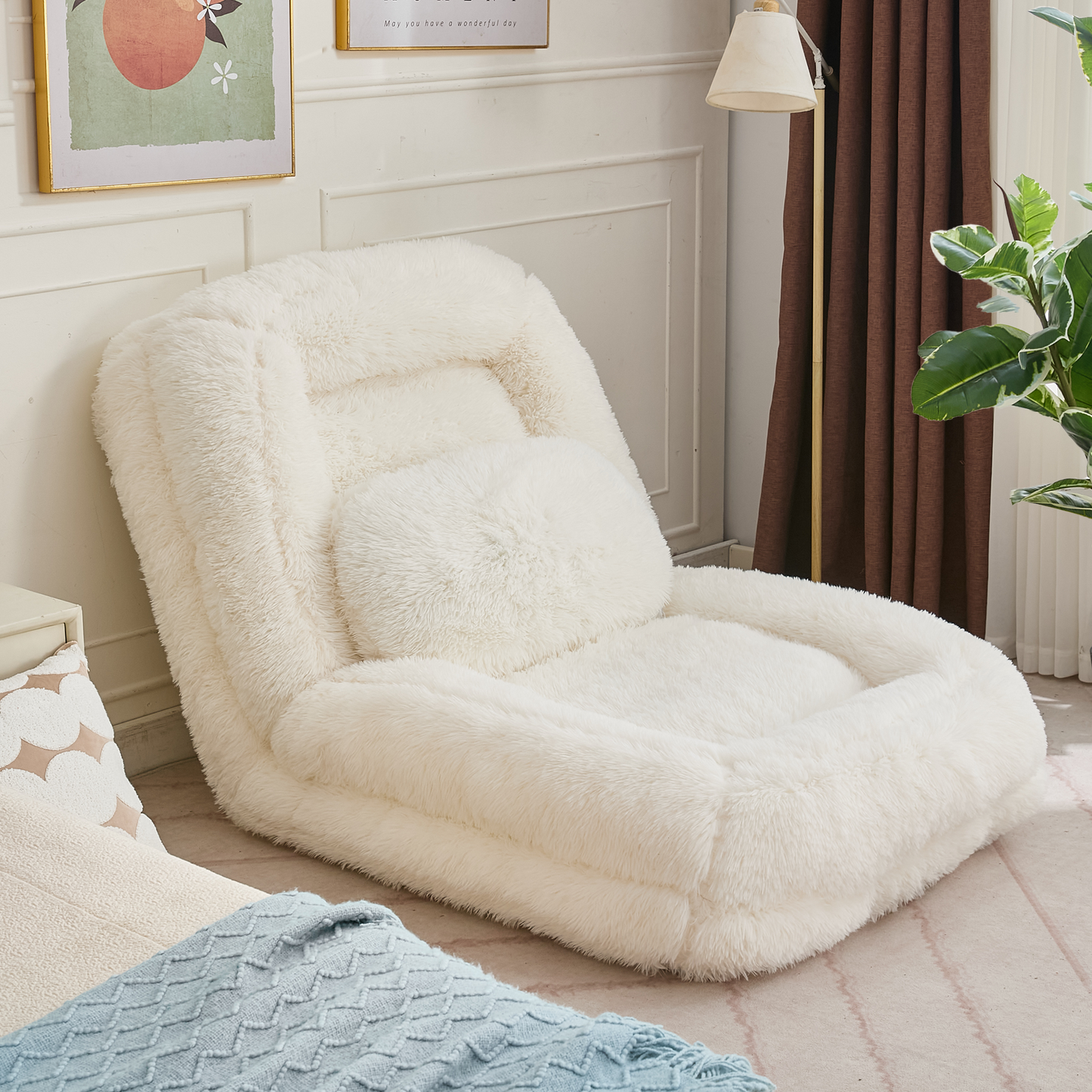5-Position Adjustable Human Dog Bed & Lazy Sofa - Beige