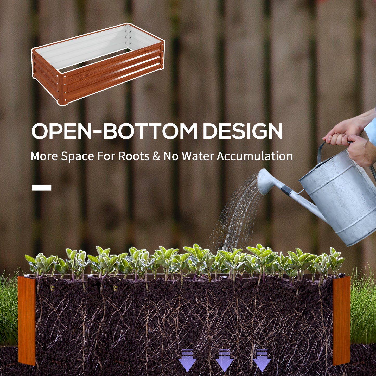 Galvanized Steel Raised Garden Bed 4x2x1 ft Plant Container for Vegetables Herbs