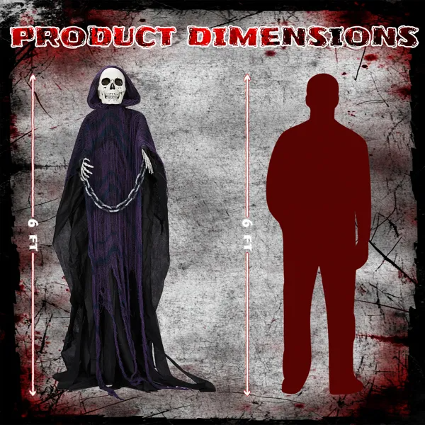 6ft Halloween Grim Reaper Animatronic Decoration - Sound Activated