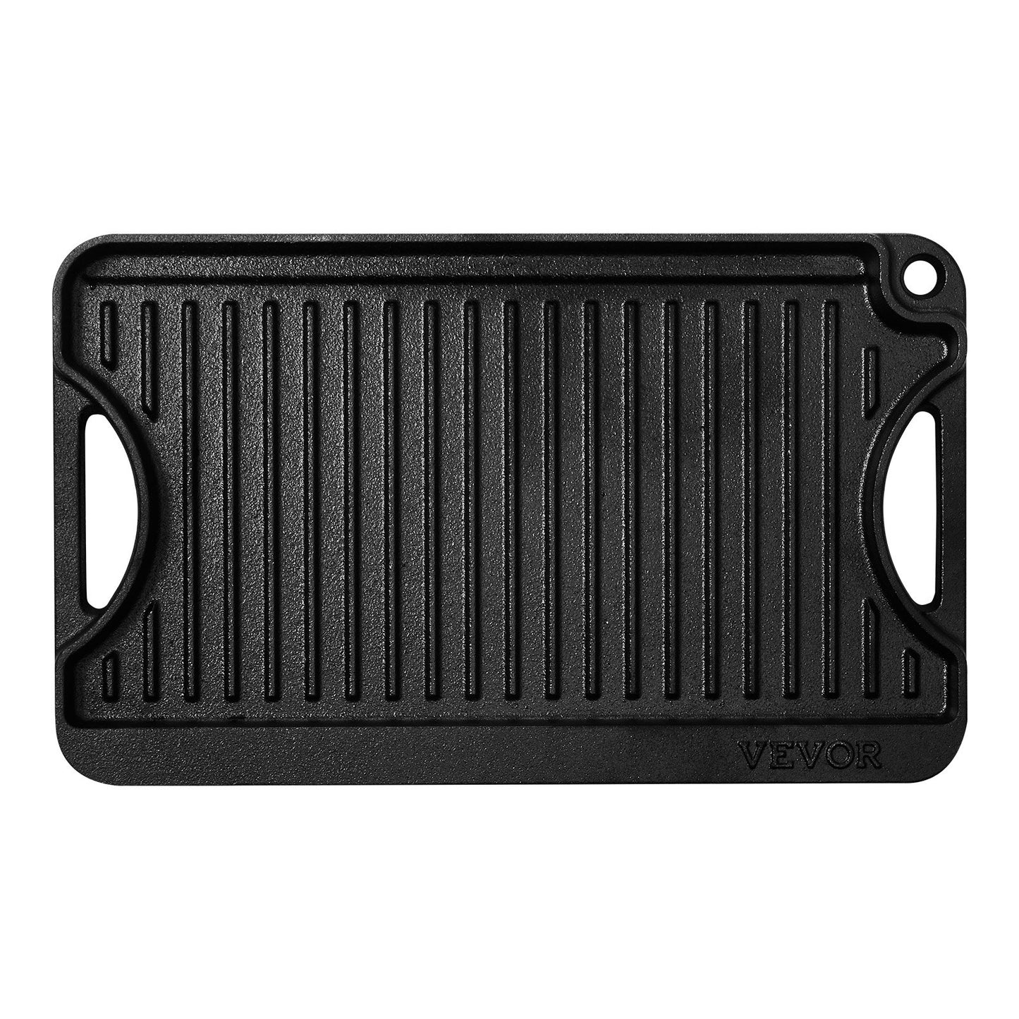 Reversible Cast Iron Griddle & Grill Pan - 14x8.5 Inch