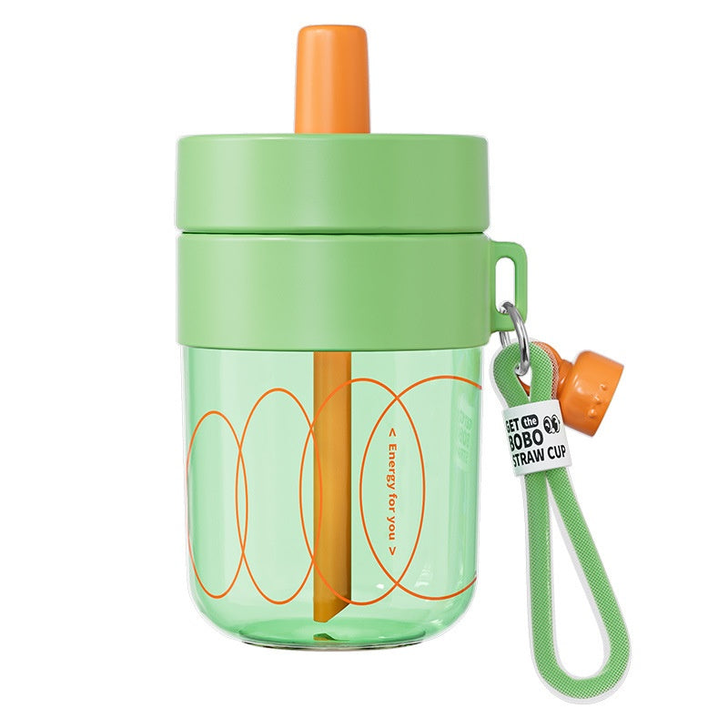 Kids’ Straw Cup with Lid and Strap - 400ml Tritan Wide Mouth Drinking Bottle