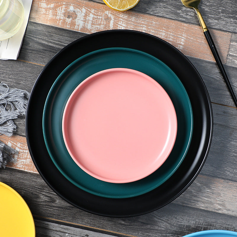 Nordic Ceramic Salad Plate - Multi-Color, 6/8/10 Inch, Elegant Kitchenware