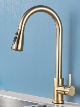 304 Stainless Steel Kitchen Pull-Out Faucet with Multiple Finish Options