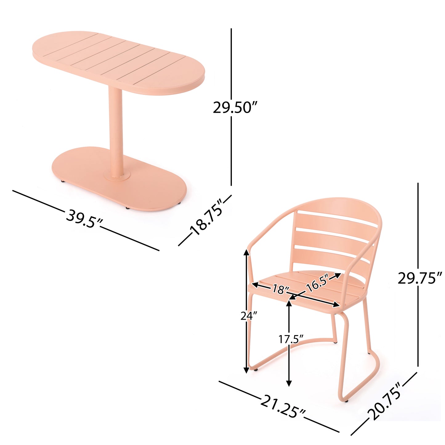 Santa Monica Outdoor Bistro Set - Coral Iron Dining Furniture
