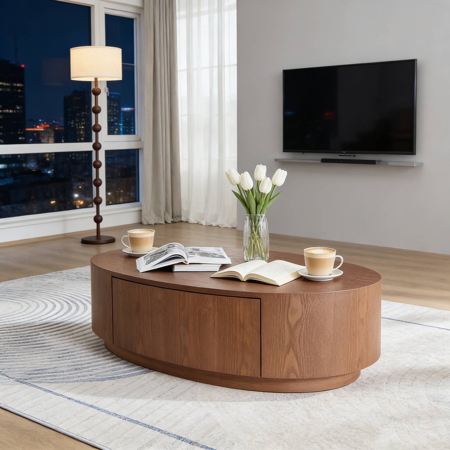 Modern Luxury Oval Coffee Table, Elegant Living Room Accent Piece,No