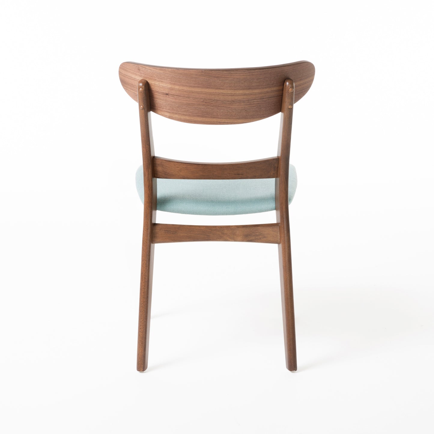 Set of 2 Mid-Century Dining Chairs - Upholstered Seat, Rubberwood Legs