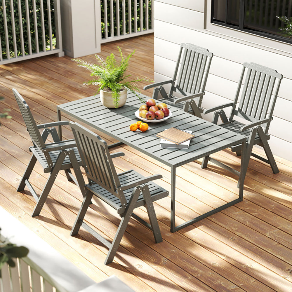 Foldable Patio Chair All-Weather HDPE Outdoor Dining With Armrest For