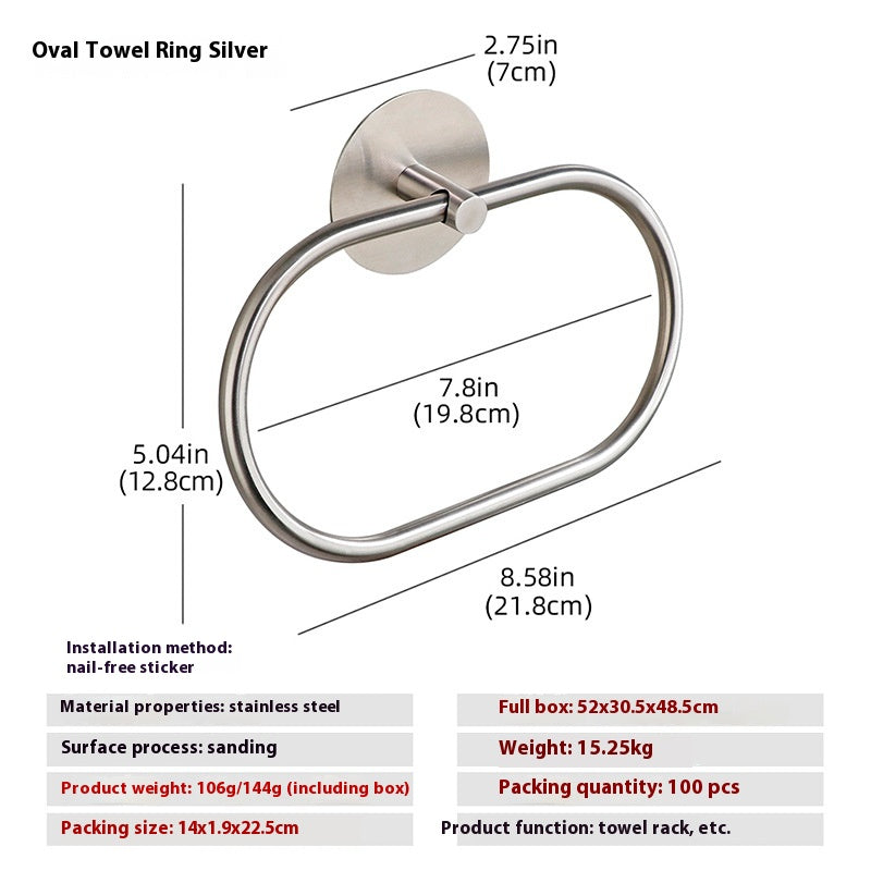 Stainless Steel Towel Ring | Bathroom Wall Mount Holder & Storage