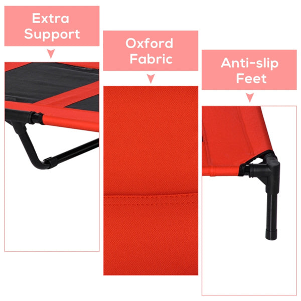Elevated Pet Bed for Large Dogs - Breathable Mesh, Easy to Clean, Red