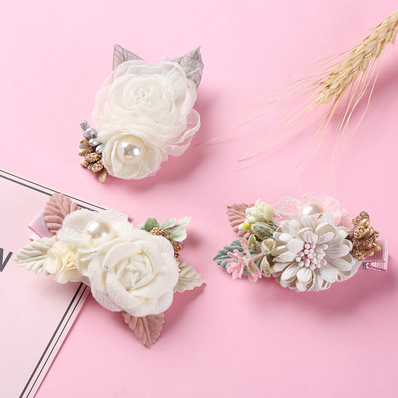 Children's Flower Hair Clip - Pearl Finish