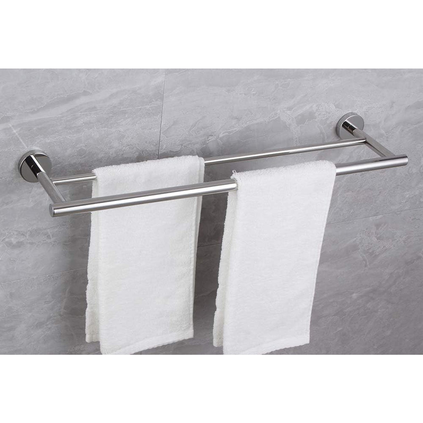 23.6-Inch Wall Mounted Towel Bar - Chrome Stainless Steel