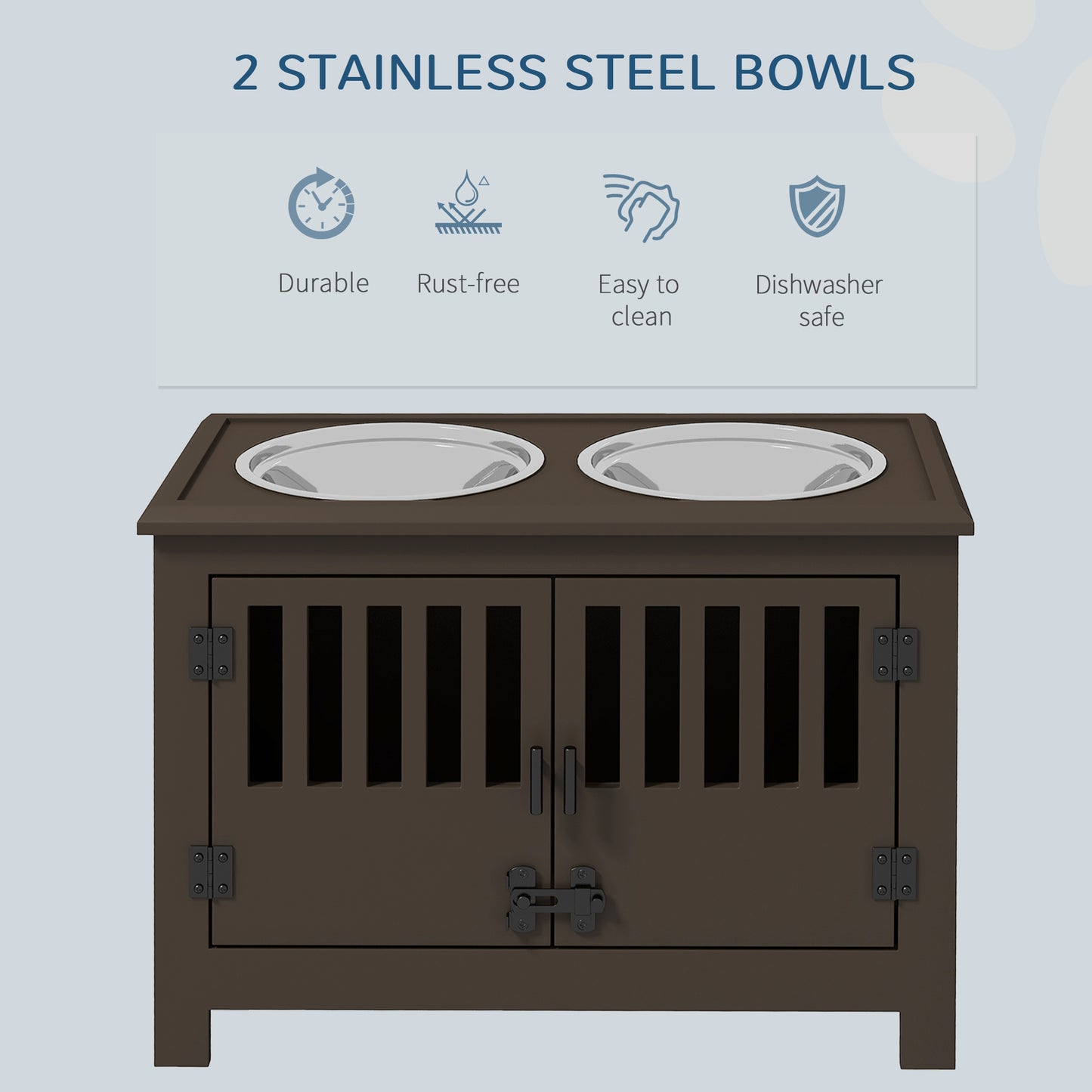 Dog Food Storage Cabinet with Bowls and Feeding Station - Espresso